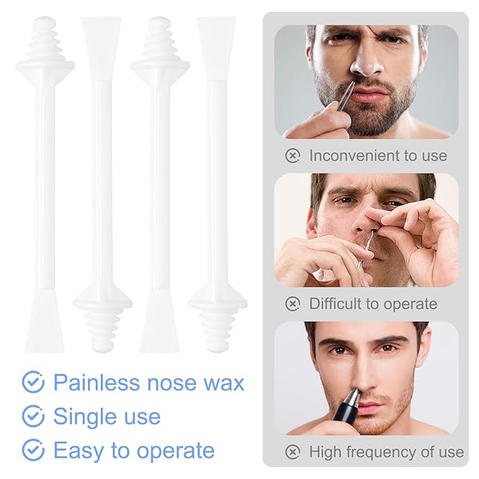 100 Pcs Small Wax Sticks, Disposable Dual-Ended Nose Applicator, Plastic Nose Waxing Sticks for Nostril Cleaning, Ear Face Hair Removal for Men Women, Painless Hair Removal Tools