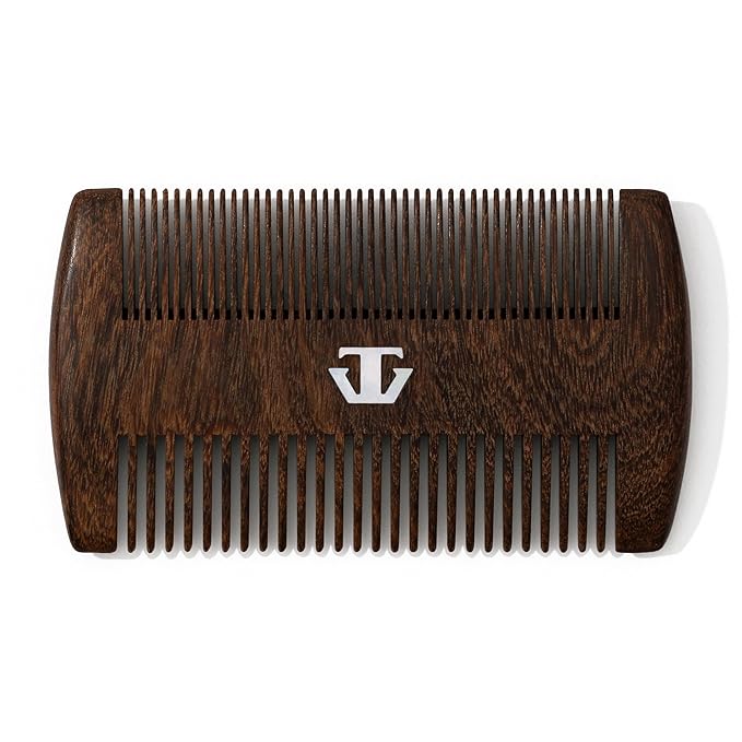 Sandalwood Beard Comb for Men with Mother of Pearl Inlay, Premium Grooming Wood & Wooden Comb for Beard and Mustache