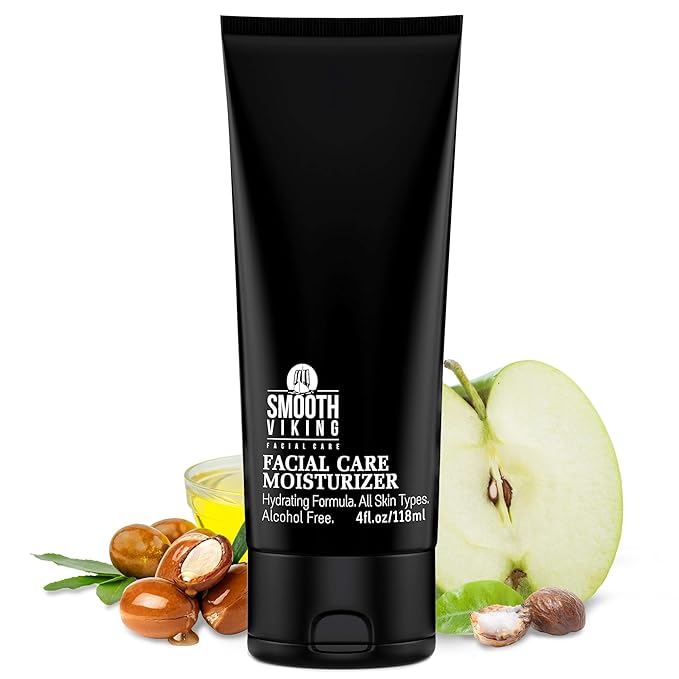 Smooth Viking Men's Face Moisturizer - Daily Hydrating Face Lotion, 4 oz - Alcohol-Free Facial Cream for Sensitive, Dry, and Oily Skin - Age-Defying Skin Firming Formula