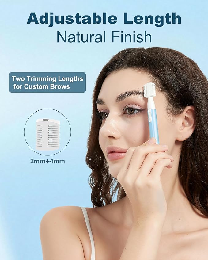 Eyebrow & Facial Hair Trimmer, Precision Detailer with Rinseable Blade, Battery Operated, Double-Sided Razor for Fine Hair, Chin & Peach Fuzz, Compact Pen Size, Safe & Gentle Touch-ups
