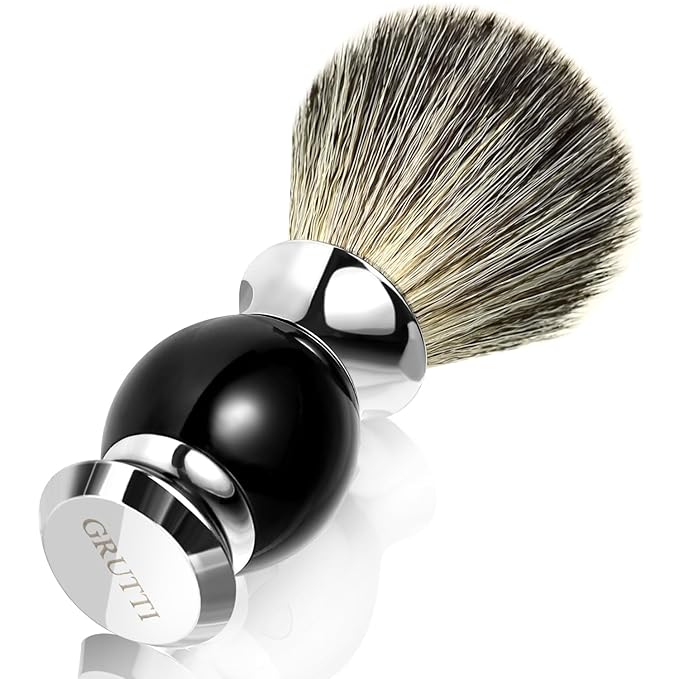Men's Luxury Shaving Brush - GRUTTI Shave Brush for Wet Shave Using Shaving Cream & Soap，Professional, Fast - Lathering, No - Shedding, Synthetic Bristles - for Men Gift