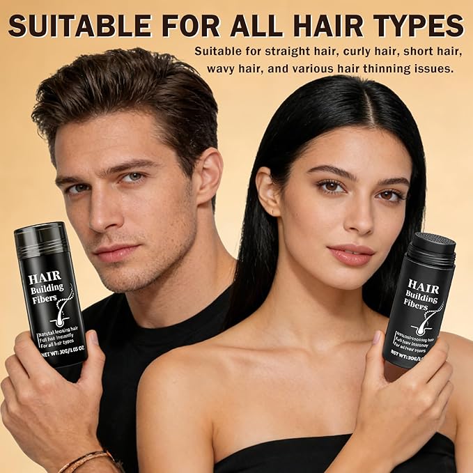 Hair Fibers for Thinning Hair for Men & Women Hair Building Fibers Instant Cover Up & Volume Instantly Hair Filler - 01 Black