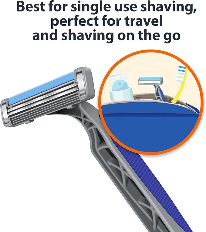 Amazon Basics Twin Blade Pivoting Disposable Razors with Rubber Grip for Great Grip When Wet, Travel-Friendly, 32 Count, 1-Pack (Previously Solimo)