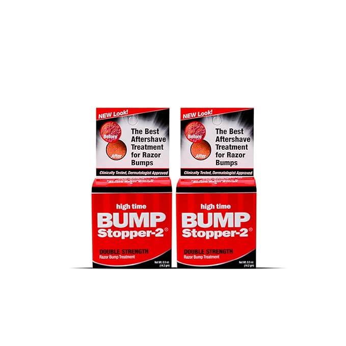 High Time Bump Stopper 2 Double Strength Ingrown Hair Cream for Face and Body | Aftershave Lotion for Men and Women | Razor Bump Balm | 0.5 OZ (2 Pack)