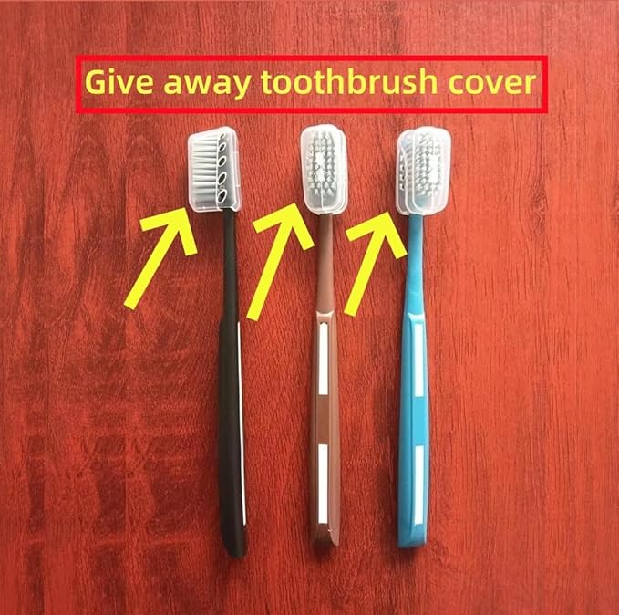 Adult Manual Hard-bristled Toothbrush with Cover, Wide Head Medium Size,for Cleaning Smoke Stain, Tartar, Coffee Stain, Tea Stain.【Hard Blue Brown Black toothbrushes,3 Count (Pack of 1)】