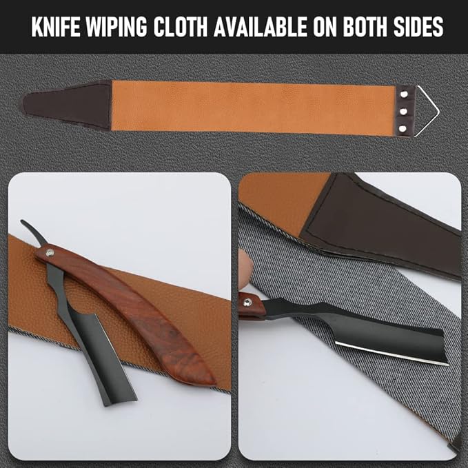 Straight Razor With Strope - Professional Straight Edge Barber Premium Stainless Steel Shaver With Shaving Strop for Men Home & Salon Grooming Using (NO.152)