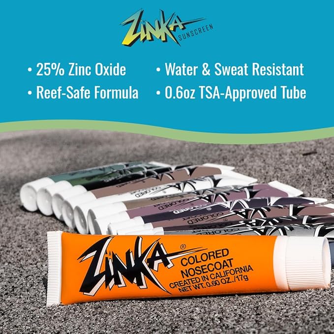Zinka Colored Zinc Oxide Sunblock – High Zinc Formula for Nose and Face, Water & Sweat Resistant, Orange
