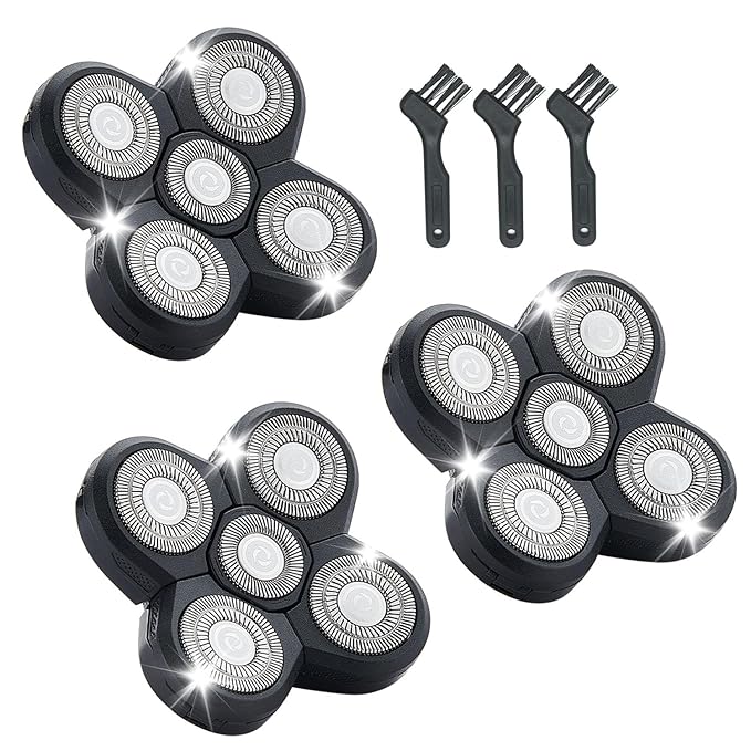 3PCS Shaver Replacement Blades Compatible with Freedom Bald Men Head Shaver Kit,5 Blade for Bald Men Head and Face Electric Razor Replacement