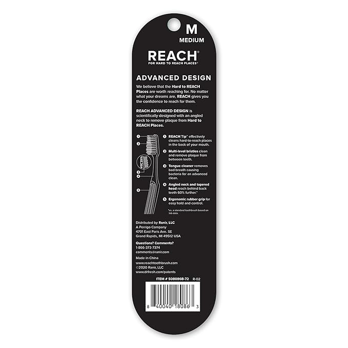 Reach Advanced Design Toothbrush with Medium Bristles, 3 Count