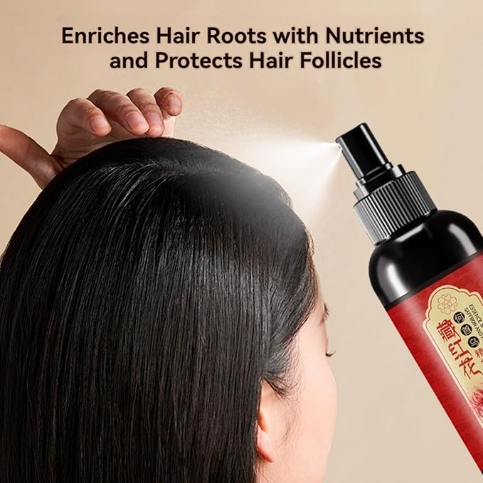 Saffron Hair Blackening Spray, Saffron Herbal Spray, Japanese Hair Essence Spray for Soft, Silky, Nourishes & Strengthens Hair, Improves Dryness & Frizz (1 Pc)
