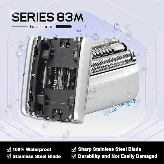 83M Series 8 Replacement Head Compatible with Braun S8 Replacement Head Wet and Dry,Upgrade Foil & Cutter for Braun Series 8 Replacement Head Electric Razor Blades Model 8370cc 8340s 8350s 8467