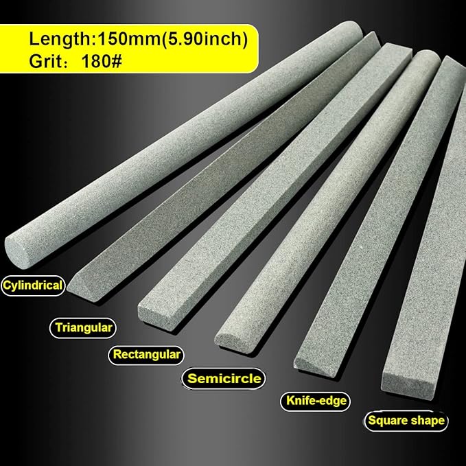 Sharpening Stone Set,6 pcs 180# Wood Carving Sharpener Whetstone Set for for Wood Carving Knives/Chisels&Most Bladed Cutting Tools,Variety of Shapes (Length:appr.5.90inch)