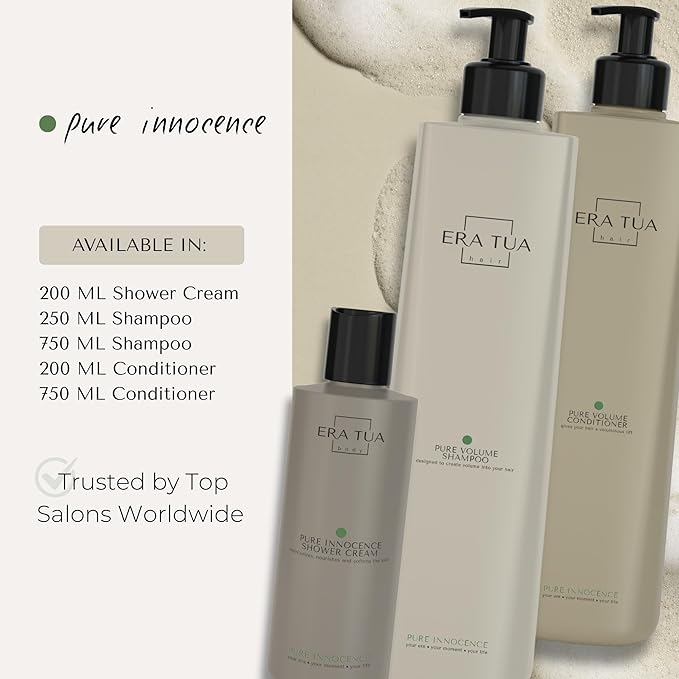 Pure Innocence Volume Shampoo| Dutch Made & Formulated | Volume Boosting moisturizing Shampoo for All Hair Types | Floral Scent of White Jasmine, Rose & Ylang-Ylang Sulfate free |250 ml