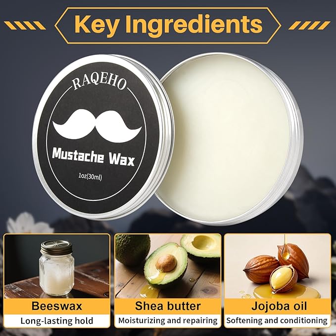 2oz Mustache Wax For Men - Unscented Strong Hold Moustache Beard Wax Styling Paste Thickener Grooming Balm Cera Para Barba De Hombre Moisturizer Men'S Beard &Mustache Care Product With Shea Oil