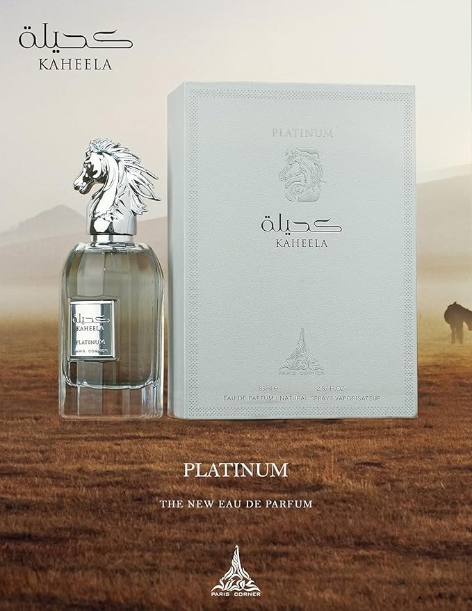 Paris Corner | Kaheela Platinum Eau De Parfum EDP 3.4 Fl Oz | Cologne for Men with Bergamot, Coconut & Tonka Bean | Sophisticated Flowery-Woodsy Scent | Elegant Gift for Him