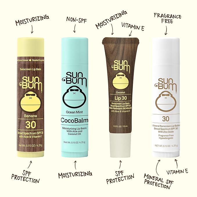 Sun Bum SPF 30 Sunscreen Pomegranate Lip Balm - Moisturizing Aloe Vera and Vitamin E - Vegan and Cruelty Free - Broad Spectrum UVA/UVB Lip Protection - 0.15 oz Stick