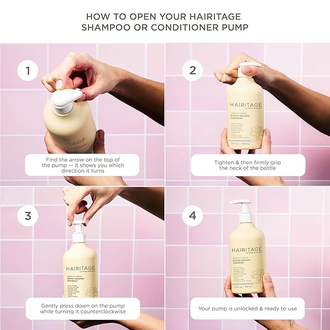 Hairitage Biotin + Castor Oil Shampoo and Conditioner Set - Volume + Moisture - Sulfate Free + Color Safe - Women + Men Hydrating Repair Shampoo Conditioner