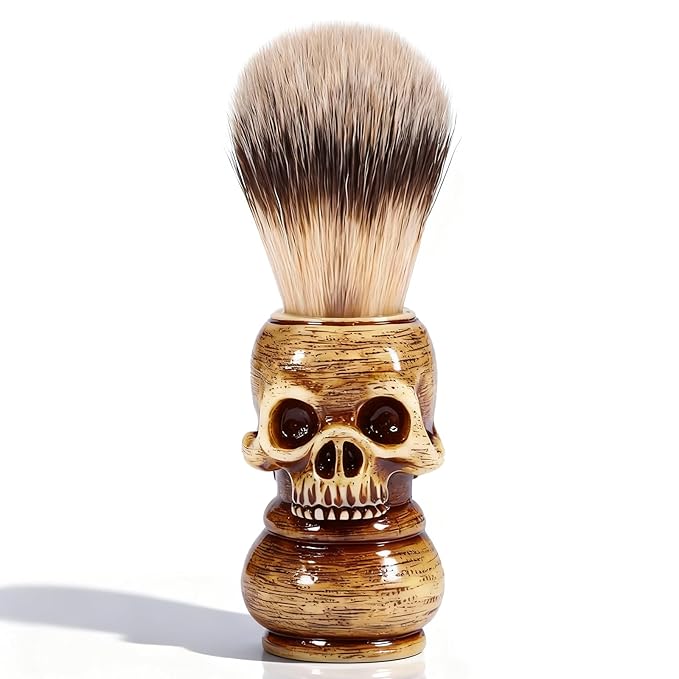 ZJchao Shaving Brushes, Skull Shaped Handle, Rich and Fast Lather Men Shaving Brush, Barber Grooming, Shave Brush for Wet Shave, Use with Safety Razor, Dad Boyfriend Bearded Man Gifts