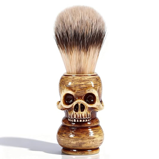 ZJchao Shaving Brushes, Skull Shaped Handle, Rich and Fast Lather Men Shaving Brush, Barber Grooming, Shave Brush for Wet Shave, Use with Safety Razor, Dad Boyfriend Bearded Man Gifts