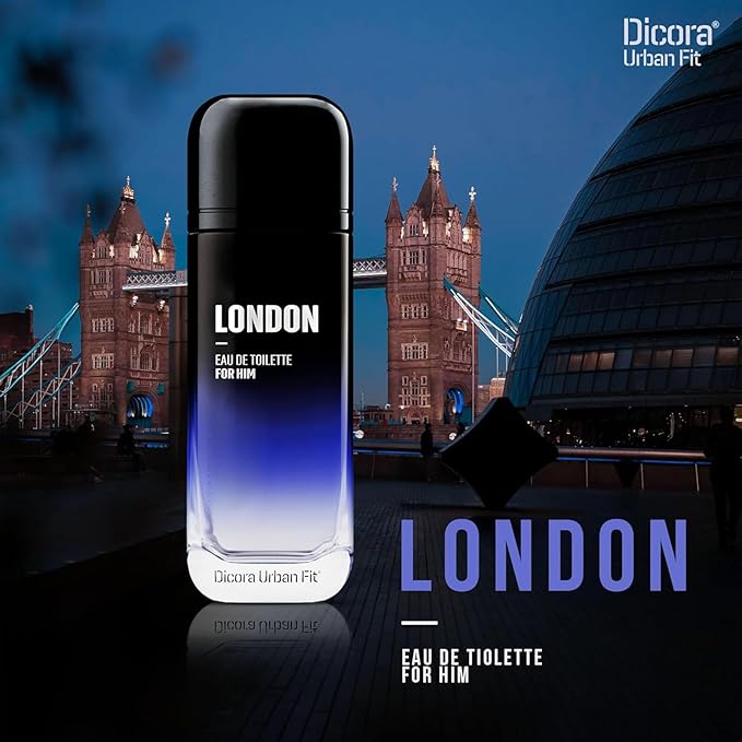 Dicora Urban Fit London Cologne for Men - Notes of Grapefruit, Sea Notes, Lavender, Laurel Leaves, White Moss, and Grey Amber - 5.07 oz EDT Spray