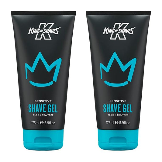 King of Shaves Sensitive Shaving Gel, Low Foam for a Refreshing and Precise Shave, Shave Gel For Men, 2 x 5.92 fl oz