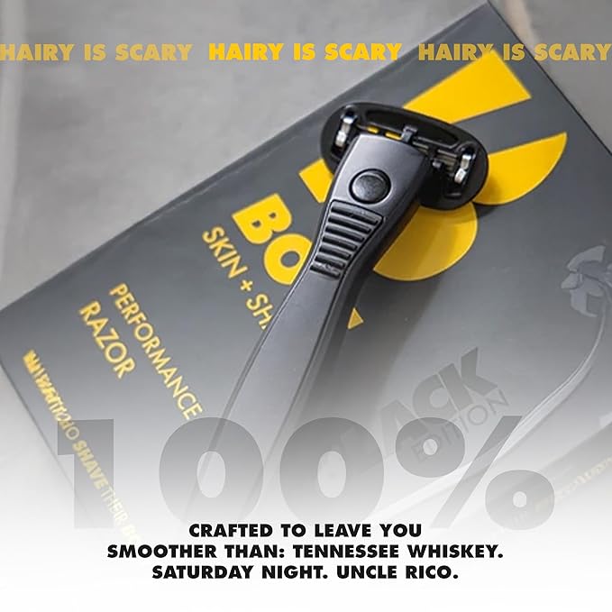 Performance Razor - Black Edition - 5-Blade Swedish Steel - Aloe & VIT E - Zinc Handle - Smooth Shave Kit - 2 Cartridges