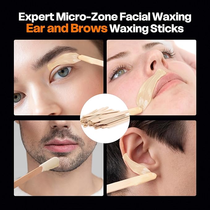 Ear Hair Removal Kit for Nose and Eyebrow | 100 g Wax, 30 Sticks | Nose Wax Kit for Men and Women | Includes Balm Wipes,Earplugs, Ear Protectors | Lasts up to 5 Weeks | No Microwave Needed