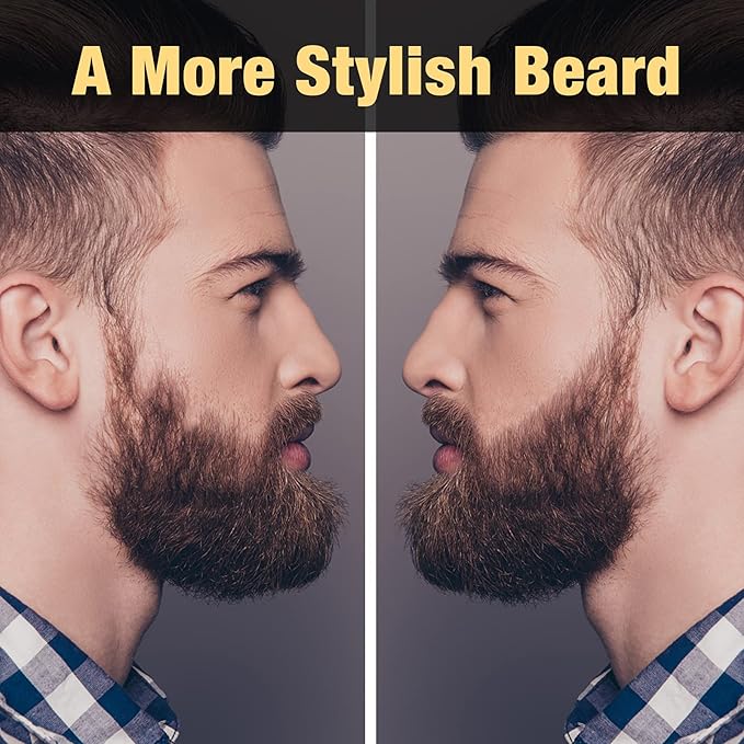 Beard Pencil Filler Kit - 4 Tip Pen and Brush for Men, Facial Hair Enhancer and Mustache Shaper (2 Black Pens)