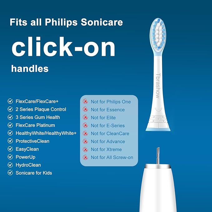Replacement Toothbrush Heads for Phillips Sonicare Toothbrush Heads, Compatible with Click-on Toothbrushes, Sensitive Gum Care, 8 Pack