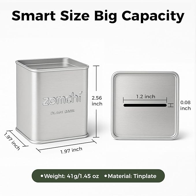 ZOMCHI Blade Disposal Container for Safety Razor Blade Storagement,Razor Blade Disposal Container (Silver)