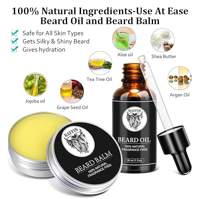 Dad Gifts - Beard Kit with Keychain, Practical & Thoughtful Combo, Men's Self-care Set & Constant Keepsake, Birthday Gifts for Stepdad/Father/Daddy Gifts from Kids Son Daughter