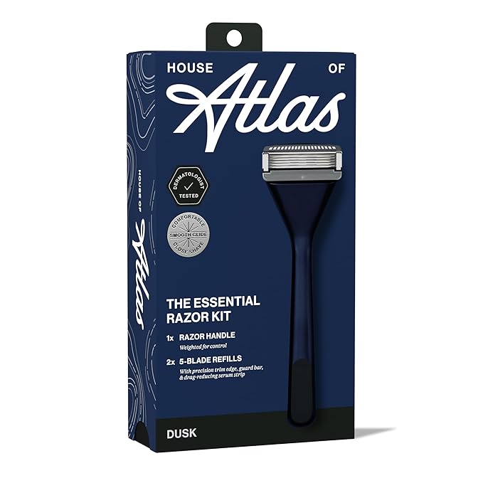 Essential Razor for Men, Handle + 2 Razor Blade Refills, Precision Trim Edge (Dusk)