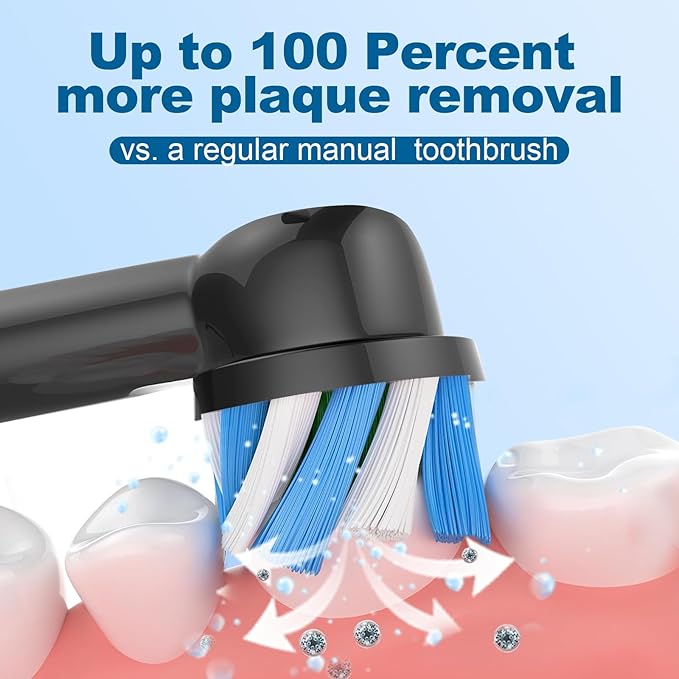 8 Pcs Replacement Toothbrush Heads Compatible with Braun Oral B Pro 1000/7000/9600, Precision Senesitive Brush Heads Compatible with Oral B Genius X and Smart 1500 Electric Toothbrush (Black+White)