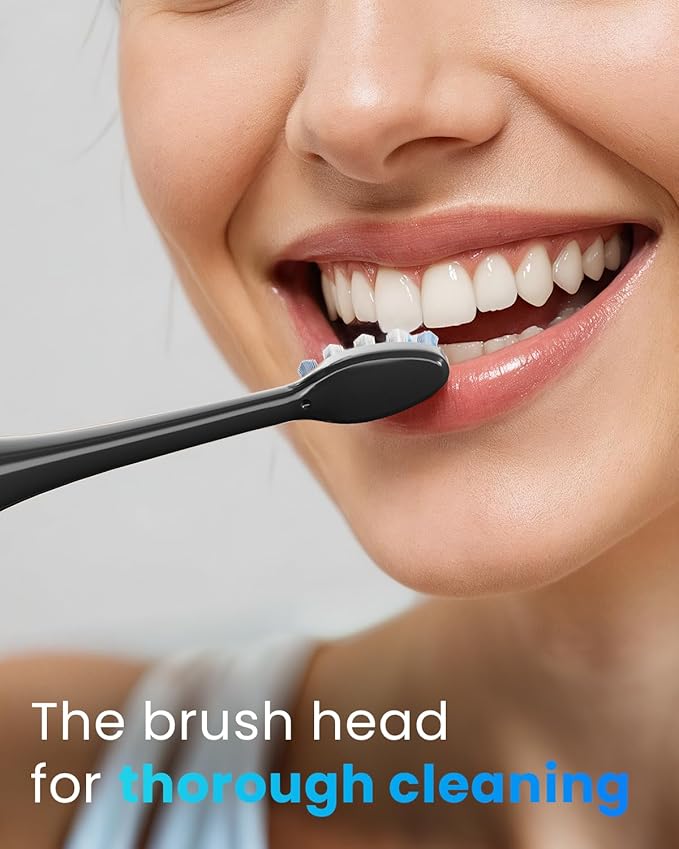Onlyone Replacement Toothbrush Heads, Compatible with Philips Sonicare Click-on Handles, and AquaSonic Electric Toothbrush, Soft Electric Toothbrush Heads Refills, Black, 8 Pack