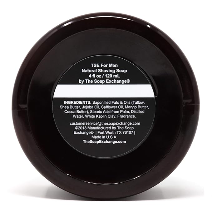 TSE for Men Sandalwood Vanilla Shaving Soap with Tallow and Shea Butter. Natural Ingredients for Rich Lather and a Smooth Comfortable Shave. Artisan 4.5 oz Semi-Soft Italian Style. Made in the USA.