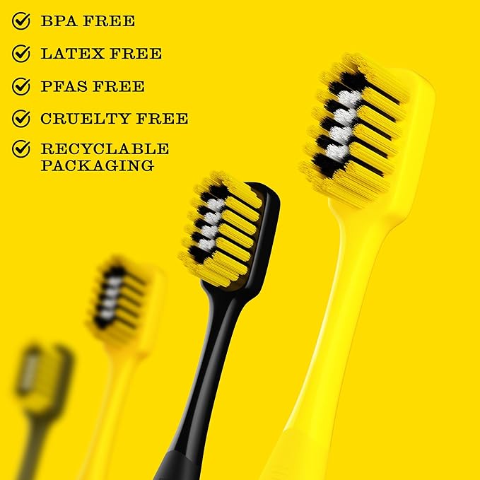 Twice Twice Oral Wellness Stadium Bristle Toothbrush – Innovative 3-Tier Soft Bristles That Help Remove Plaque by Contouring to Teeth & Gums for a Deep, Refreshing Clean, 2 Count