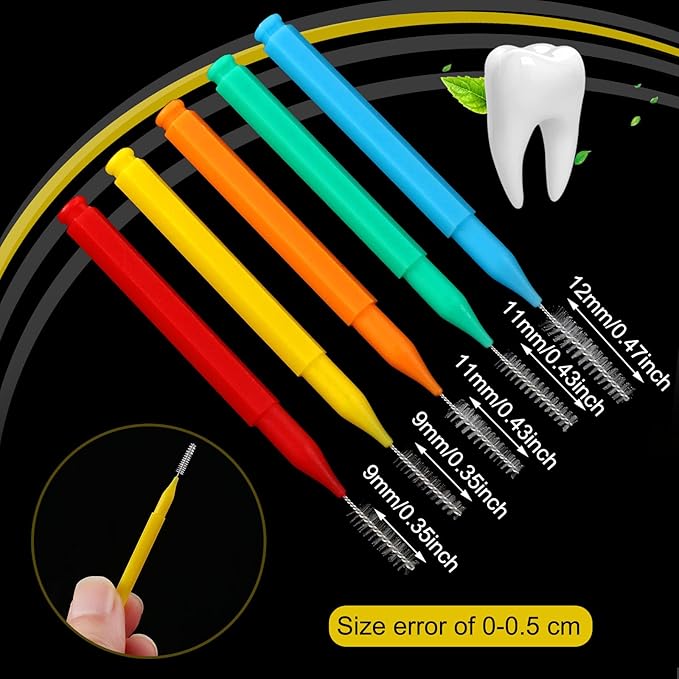 Patelai 100 Pieces Braces Brush for Cleaner Interdental Brush Toothpick Dental Tooth Flossing Head Oral Dental Hygiene Flosser Toothpick Cleaners Tooth Tool(Delicate Colors,Plenty Sizes)