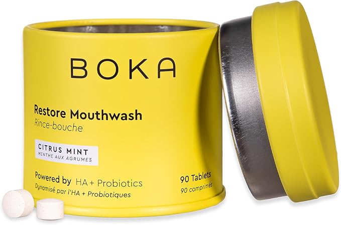 Boka Mouthwash Tablets with Hydroxyapatite - Refreshes Breath - Fluoride Free & Alcohol Free - Travel Size Mouthwash Chewable Tablets - (90 Pcs, Citrus Mint)