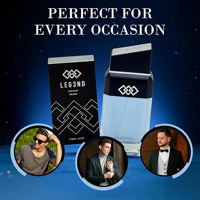 LEG3ND Cologne for Men 3.4oz EDT Spray | Long-Lasting Masculine Fragrance - Fresh, Aquatic & Spicy Citrus Scent for Everyday Elegance