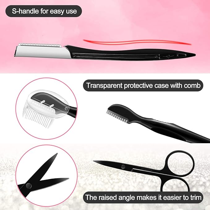 ZTRHYOO Eyebrow Razor, Eyebrow Kit, Multipurpose Exfoliating Dermaplaning Tool Face Razors for Women Girl, Eyebrow Grooming Set (11 in 1)