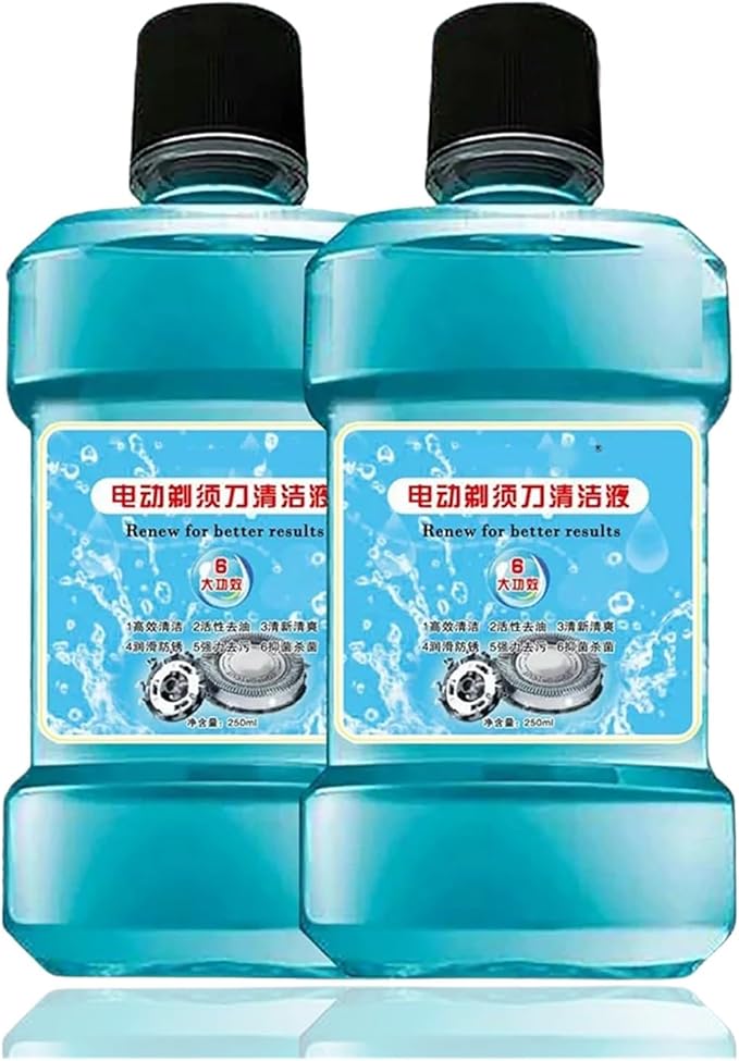 250ML Electric Shaver Cleaning Liquid Compatible with Philips HQ200 JC301 JC302,Compatible with Braun CCR4 Change Cleaning Solution (2 Bottles)