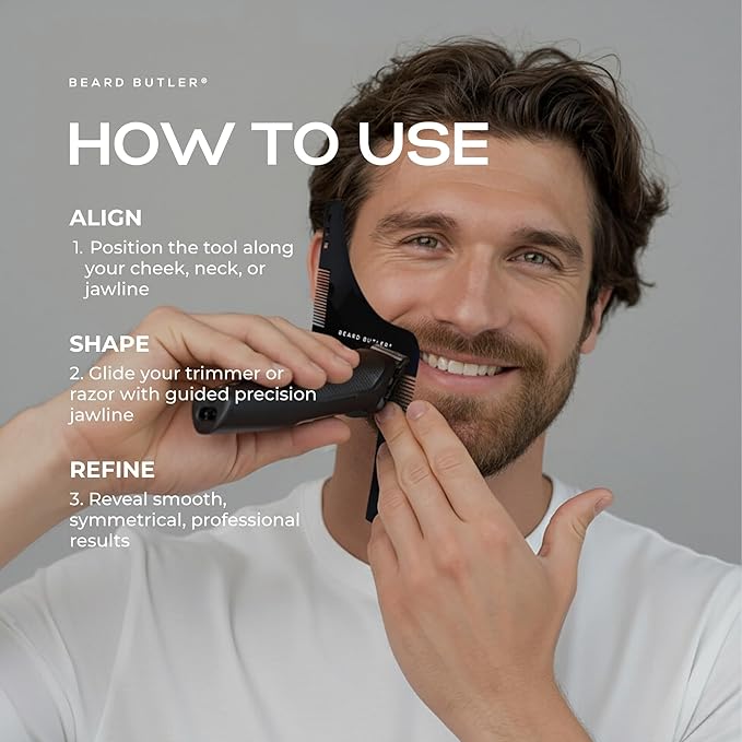 Beard Butler® ‘The Original’ Beard Shape Up Tool for Men – Precision Beard Template & Lineup Tool – Achieve Sharp Edges, Clean Lines & Perfect Symmetry – Shaping Guide for Jawline & Neckline