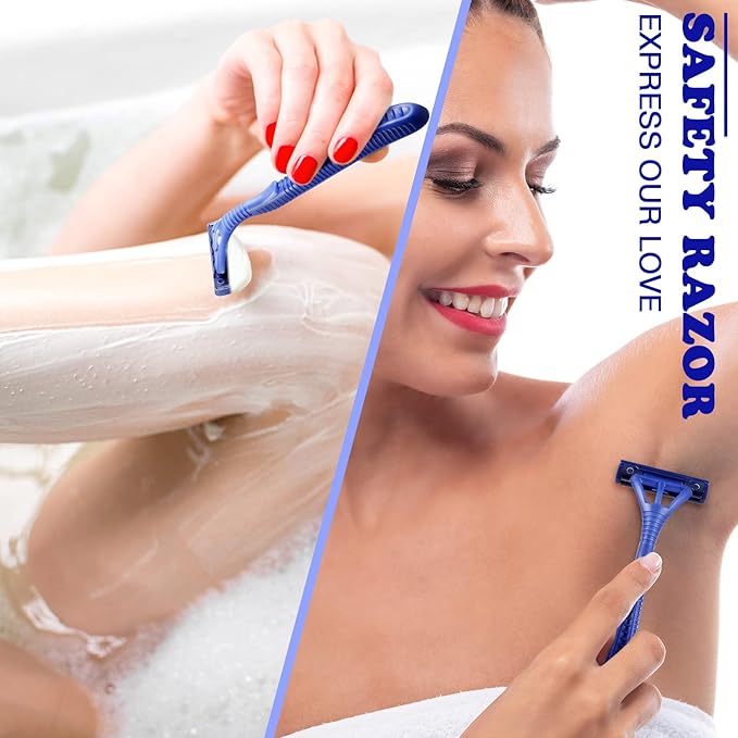 200 Pieces Disposable Razor Bulk for Men Individually Wrapped Twin Blades Shaving Razor for Shaving Safety Hotel Guest House Travel Home Use Portable, Blue