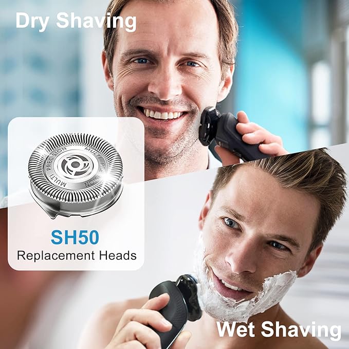SH50 Replacement Heads Compatible with Philips Norelco Series 5000, SH50 Replacement Blades for Philips Norelco Shaver, HQ8 Heads