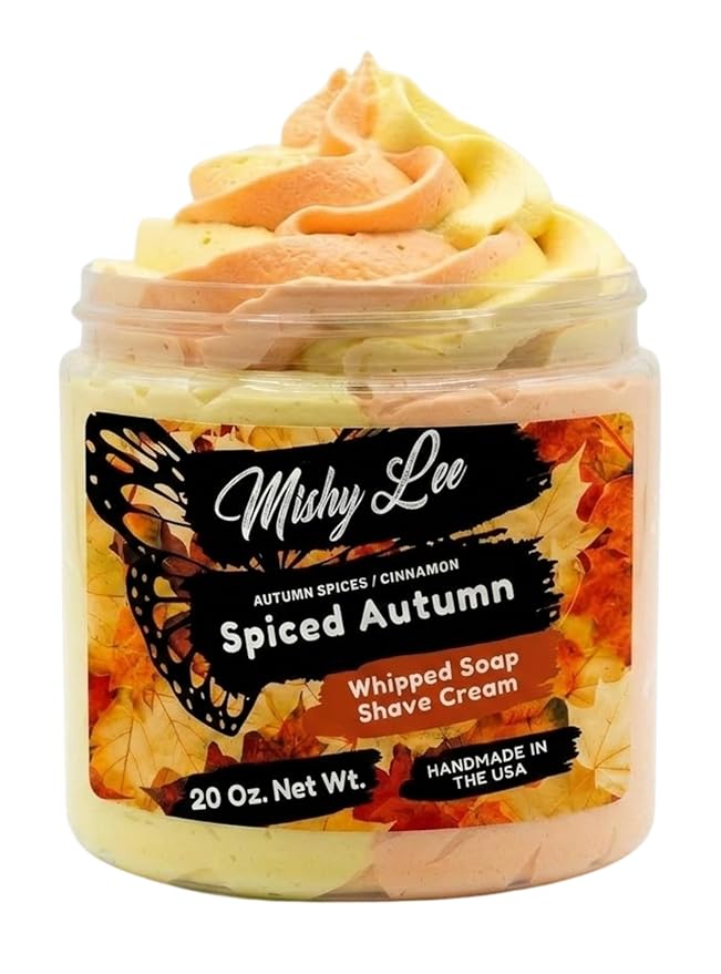 Spiced Autumn Whipped Soap and Shave Cream for Sensitive Skin - Hand-Crafted, Paraben Free (20 Ounce)