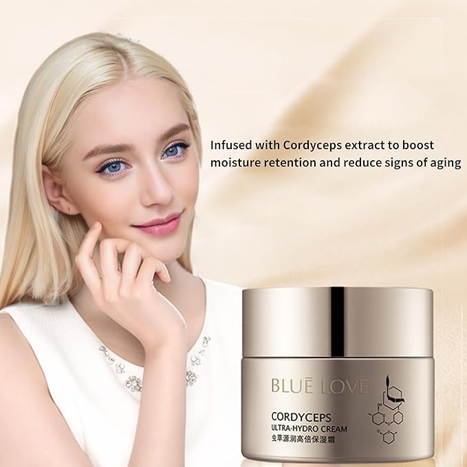 BLUE LOVE Cordyceps Hydrating Face Cream - Anti-Aging Moisturizer for Dry Skin, Deep Nourishment for Men & Women, All Skin Types, Non-Greasy Formula