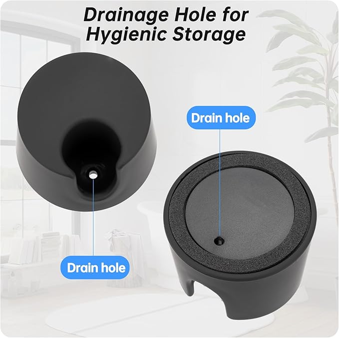 2 Pack Razor Holder Compatible with Gillette Razor, Razor Alloy Stand for Men's Razor, Razor Storage Sase Contains Drainage Hole, Scratch Proof, Suitable for Various Razor Handles, Black
