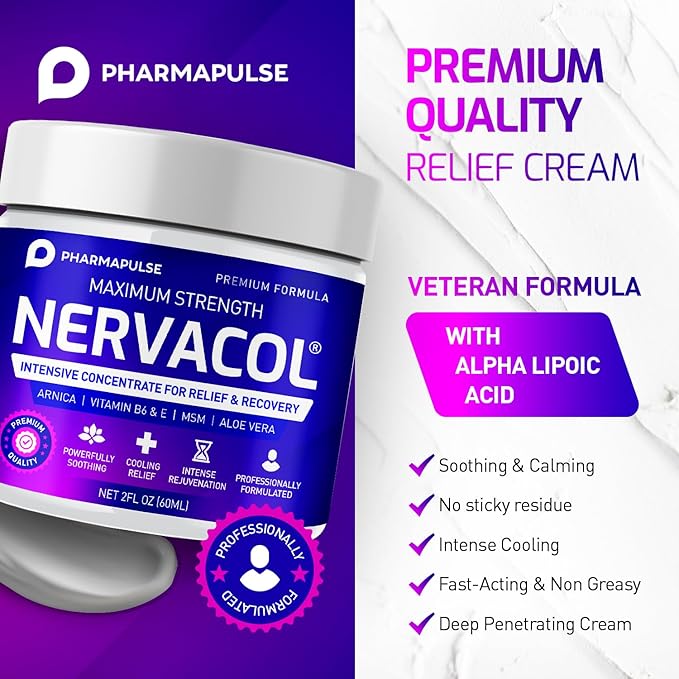 Pharmapulse Neuropathy Cream – Maximum Strength for Feet, Hands, Legs, Toes, Lower Back - Alpha Lipoic Acid, Arnica, Vitamin B6, Aloe Vera, MSM - Effective Soothing