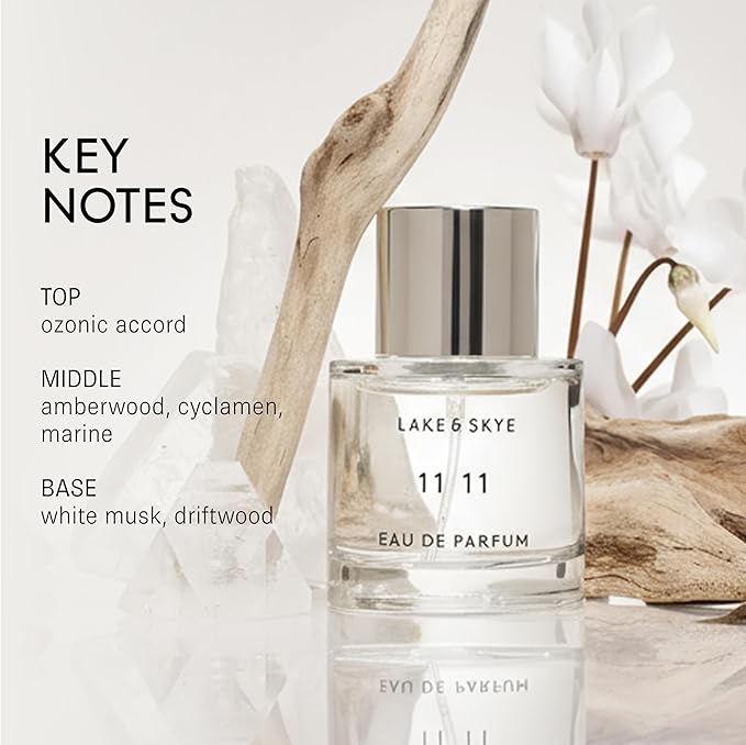 Lake & Skye 11 11 Eau de Parfum Vial Spray Sample, 0.06 fl oz (2 ml) - Skin Musk, Clean, Vegan, Paraben-Free, Cruelty-Free