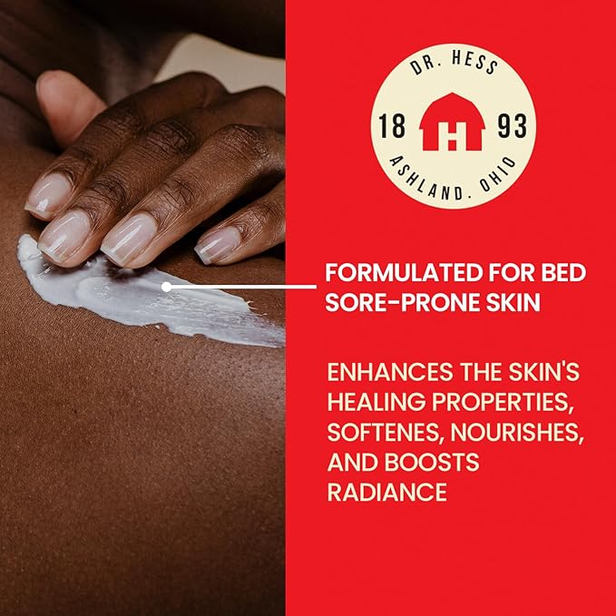 Dr. Hess Skin Moisturizer for Bed Sore Prone & Dry Skin, All Natural with Lanolin, Olive Oil, Jojoba Oil & Beeswax, Paraben & Sulfate Free, Hydrating Body & Face Cream, 4 oz